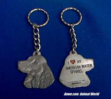 american water spaniel keychain pewter
