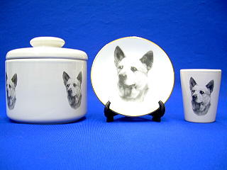 australian cattle dog jar plate shot glass