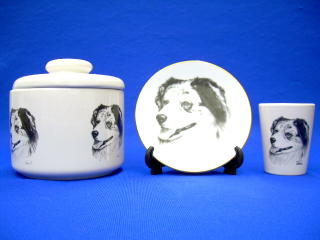 australian shepherd jar plate shot glass