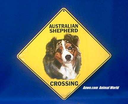 australian shepherd crossing sign