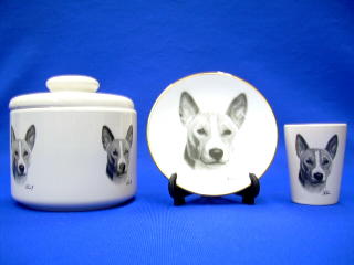 basenji jar plate shot glass