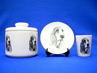 basset hound jar plate shot glass