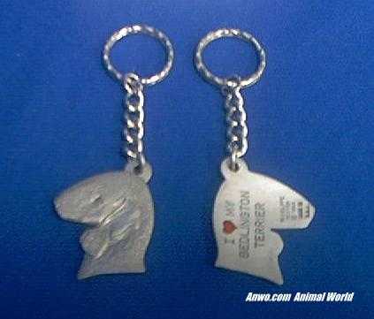 bedlington terrier keychain pewter
