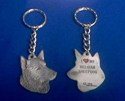 belgian sheepdog keychain pewter