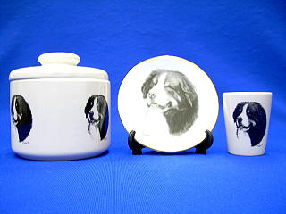 bernese mountain dog jar plate shot glass