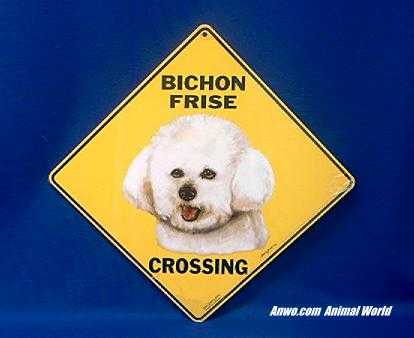 bichon frise crossing sign