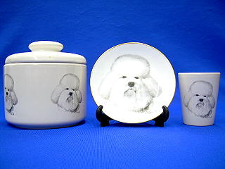 bichon frise jar plate shot glass