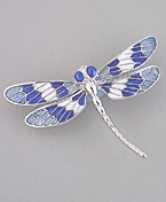 blue dragonfly pin brooch rhodium
