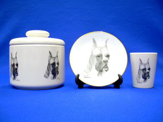 boxer jar plate shot glass