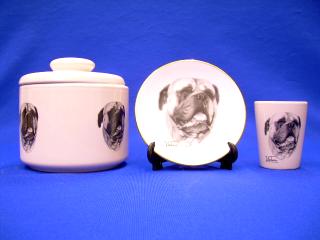 bull mastiff jar plate shot glass