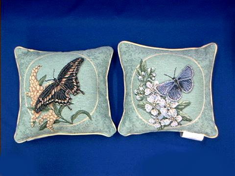 butterfly pillow black and blue butterflies