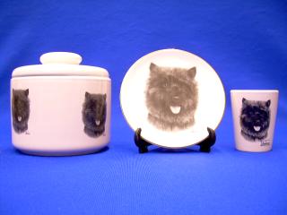 cairn terrier jar plate shot glass