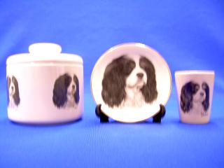 cavalier king charles jar plate shot glass