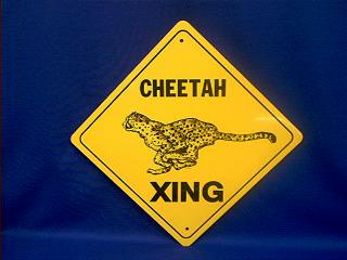 cheetah crossing sign