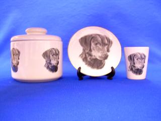 chesapeake bay retriever jar plate shot glass