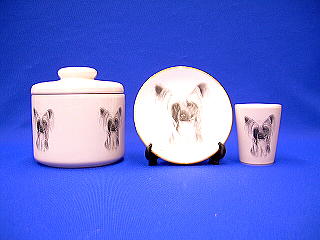 chinese crested jar plate shot glass