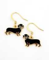 black and tan dachshund earrings french curve