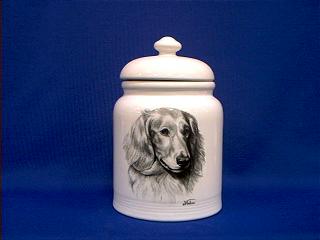 dachshund long haired cookie jar