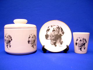 dalmatian jar plate shot glass