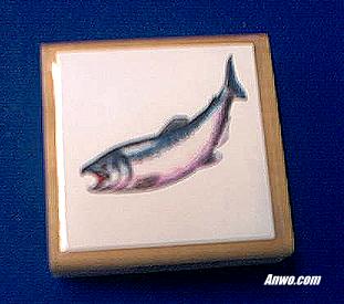 salmon fish rubber stamp
