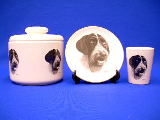 german wire haired pointer jar plate shot glass