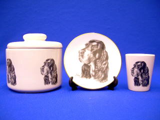 gordon setter jar plate shot glass