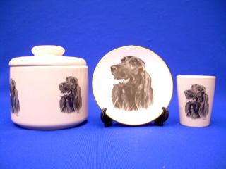 irish setter jar plate shot glass