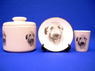 irish wolfhound jar plate shot glass