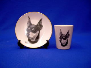miniature pinscher plate shot glass