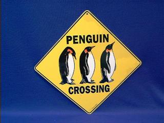 penguin crossing sign