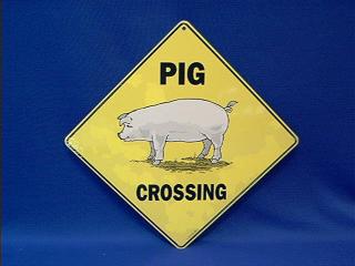 pig crossing sign