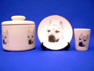pit bull jar plate shot glass