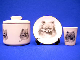 pomeranian jar plate shot glass