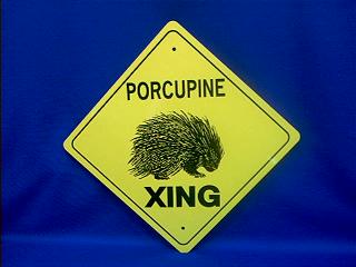 porcupine crossing sign