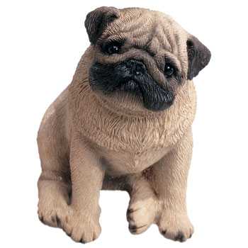 pug figurine sitting mid size 