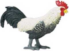 rooster toy miniature white black