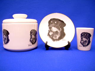 rottweiler jar plate shot glass