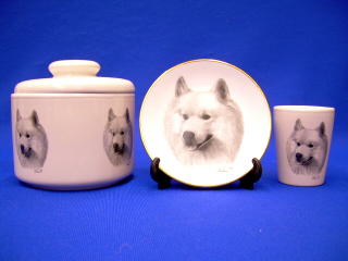samoyed jar plate shot glass