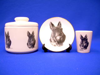 scottish terrier jar plate shot glass