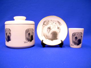 shar pei jar plate shot glass