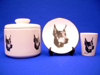 doberman jar plate shot glass