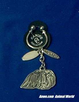 pekingese keychain silver