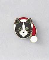 tuxedo cat lapel pin christmas