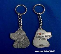 american water spaniel keychain pewter