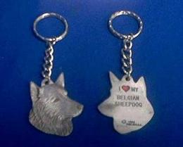 belgian sheepdog keychain pewter