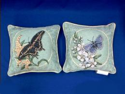 butterfly pillow black and blue butterflies