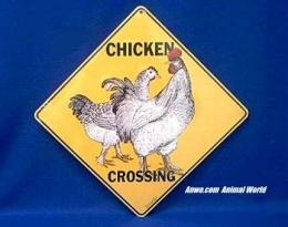 chicken crossing sign rooster and hen