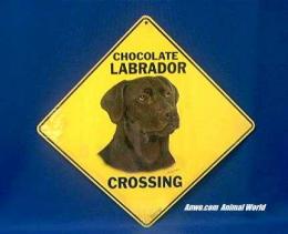 chocolate lab crossing sign