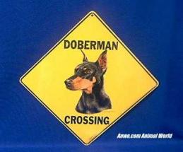doberman crossing sign dobie