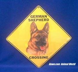 german shepherd crossing sign